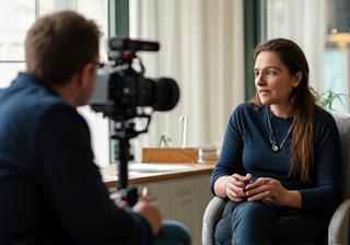 Filmmaker interviewing a person for a documentary project